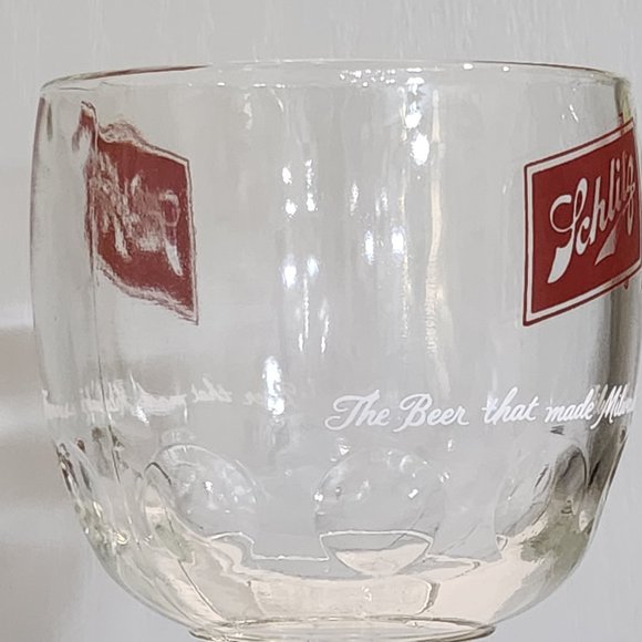 Schlitz 1970 Thumbprint Beer Goblet Schooner 16 Ounce Stemmed Retro Beer - Picture 2 of 10